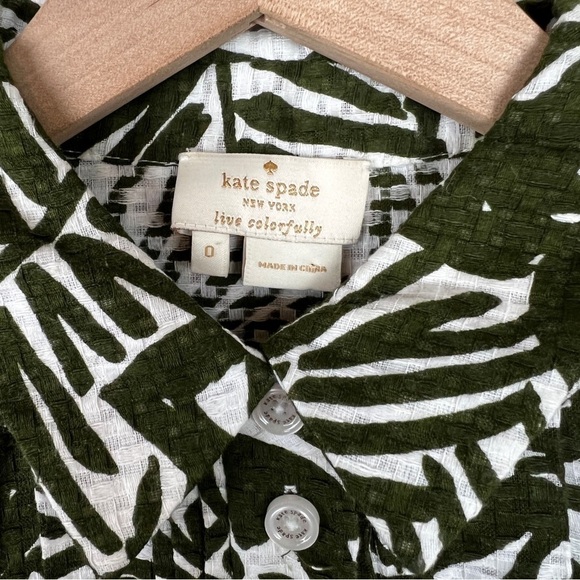 Kate Spade New York Tropical Leaf Print Button Front Top - Picture 4 of 5